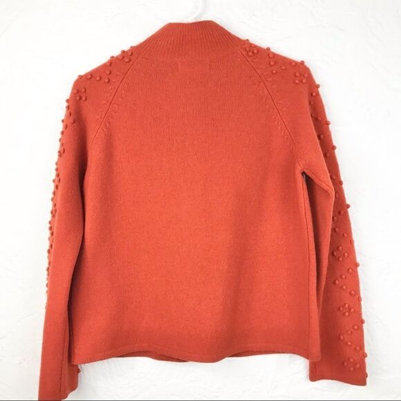 Mercer & Madison Orange Pompoms 100% Lambs Wool Cardigan Zip up Sweater - Picture 8 of 14